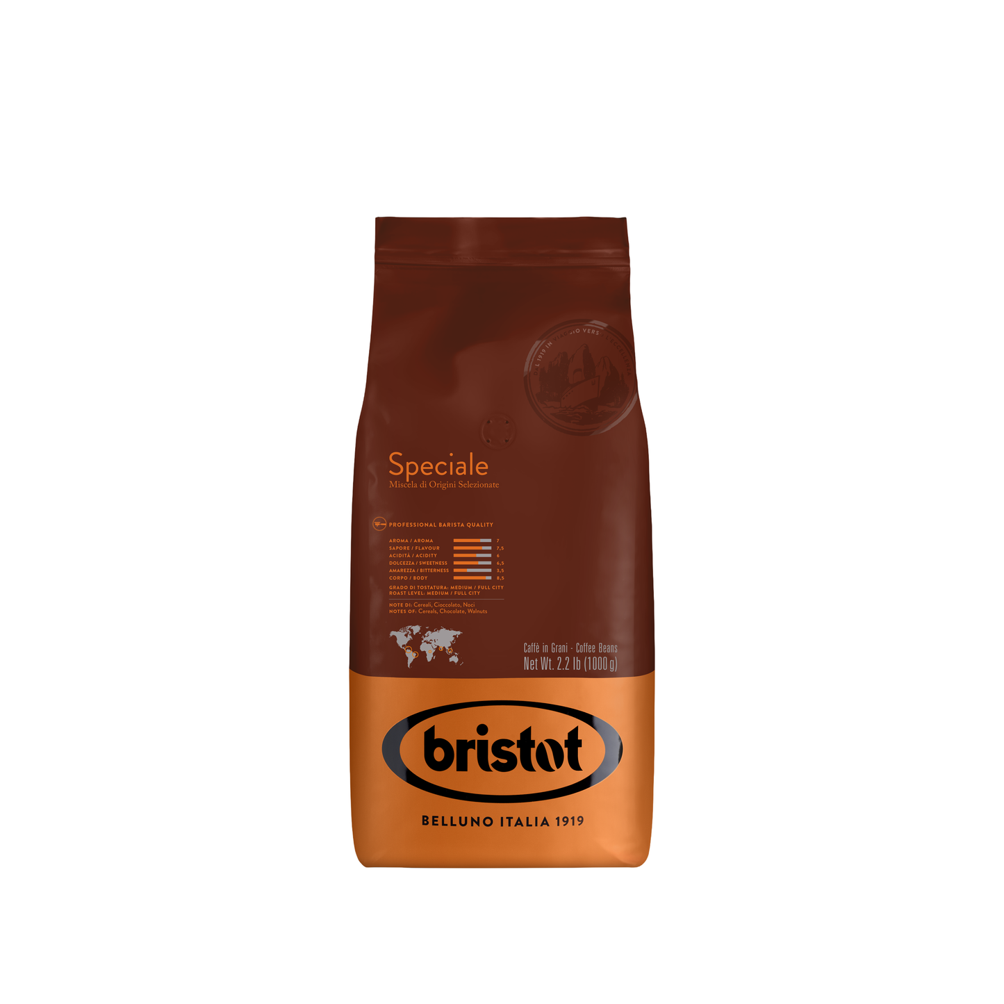 Bristot Speciale coffee bag on a white background