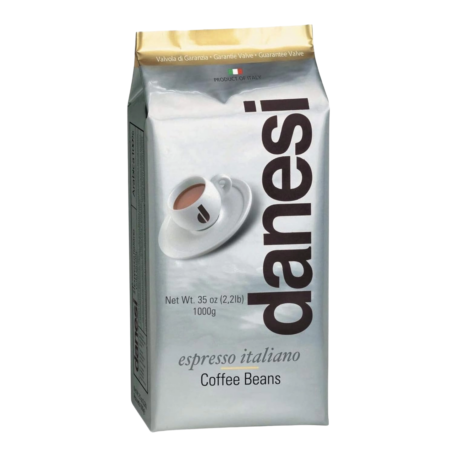Danesi coffee beans packaging on a white background