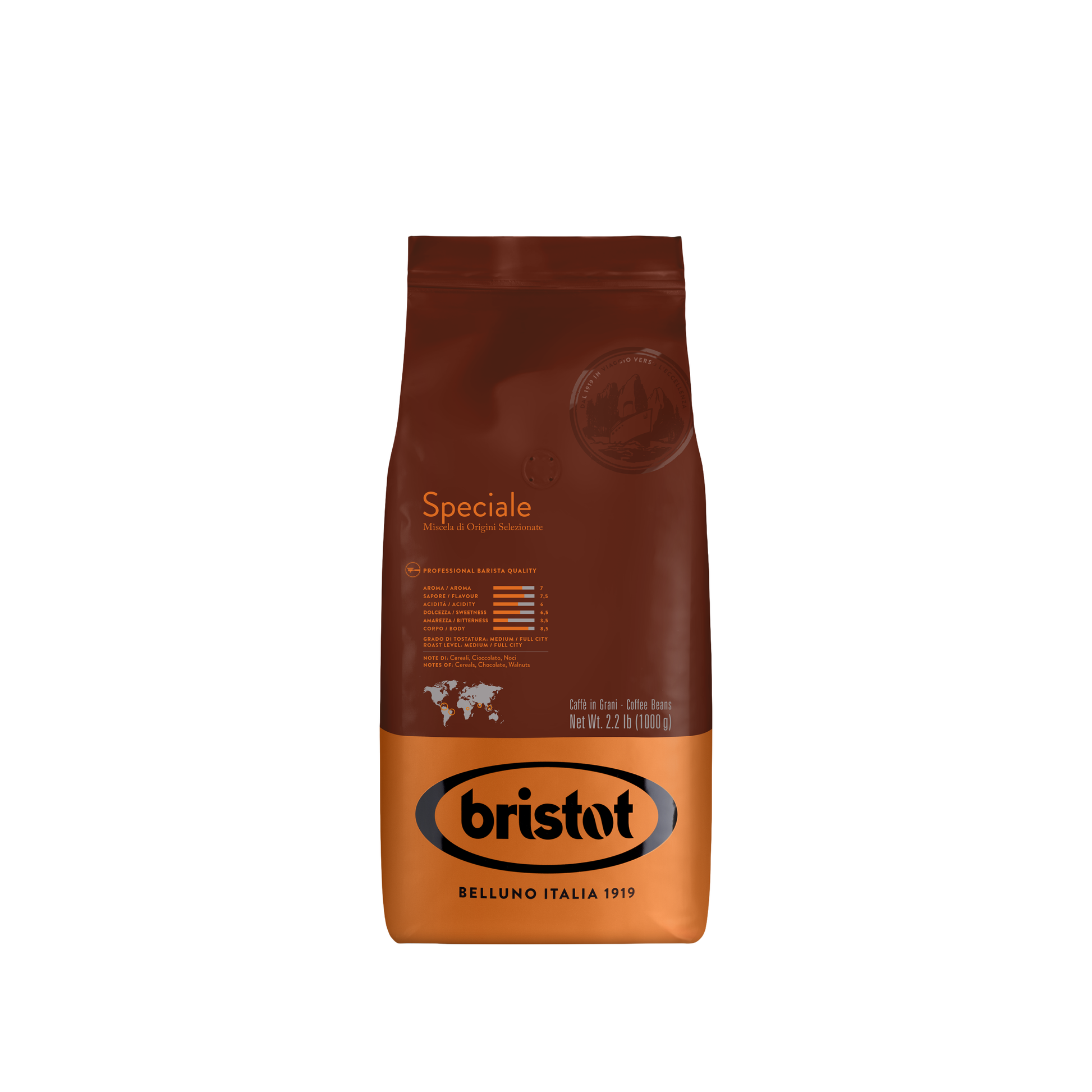 Bristot Speciale coffee bag on a white background