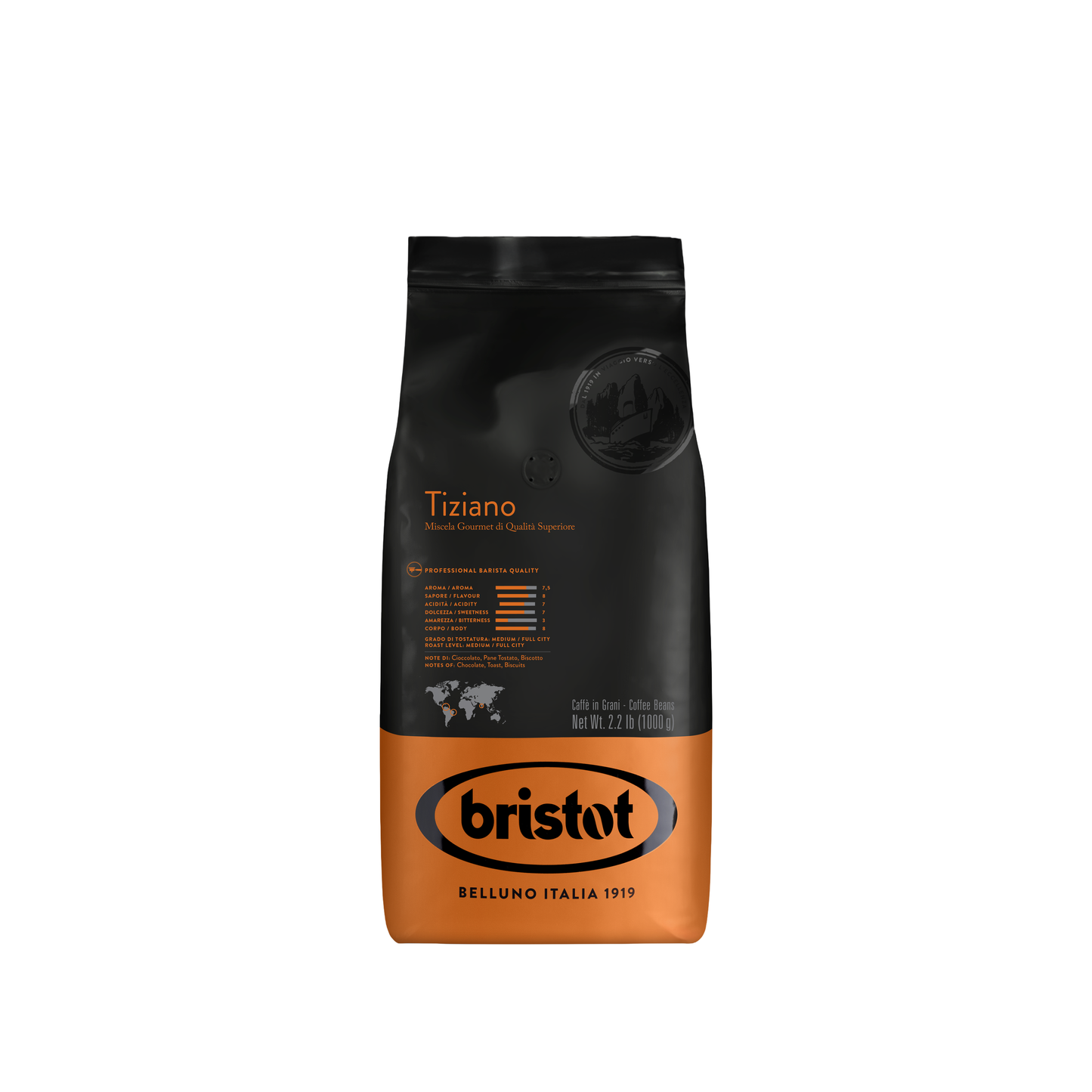 Bristot Tiziano coffee bag on a white background